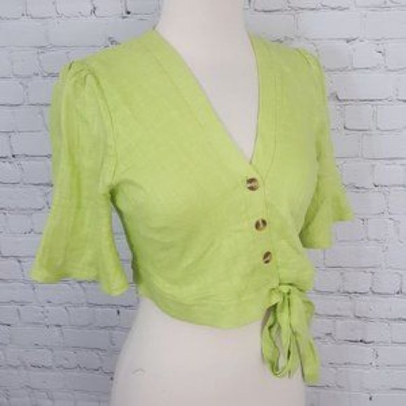 Anthro Lost + Wander Cactus Bloom Lime Crop Top S - Picture 4 of 7